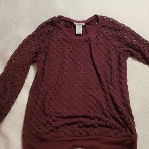 Burgundy Girls Teens Lace Sweater